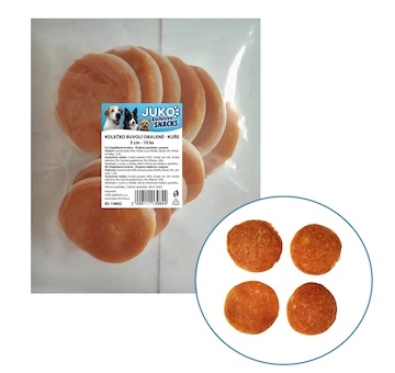 Kolečko buvolí obalené kuřecím masem JUKO Snacks 5 cm (10 ks)