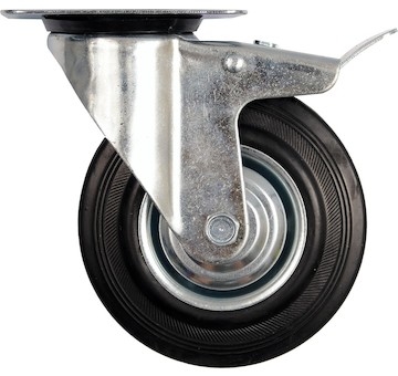 Kolečko otočné s brzdou, gumové 150kg 200/46/235mm