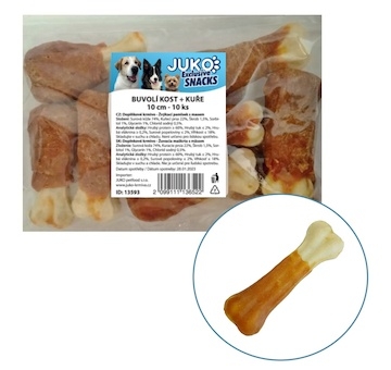 Kost buvolí s kuřecím masem JUKO Snacks 10 cm (10 ks)
