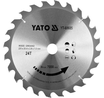 Kotouč na dřevo TCT 235 x 25,4 mm 24z (pro YT-82153)