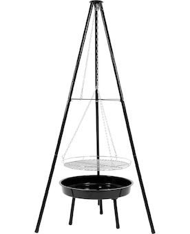 Kulatý gril na dřevěné uhlí 52 cm s trojnožkou