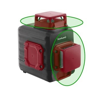 Laser zelený 2D liniový, křížový samonivelační FORTUM