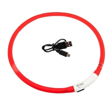 LED obojek dobíjecí Karlie, červená 35 cm