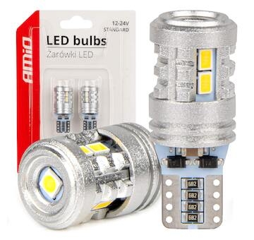 LED STANDARD BULBS T10 W5W 6x3020 + 1x3030 SMD White 12V/24V AMIO-03718