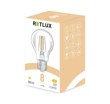 LED žárovka filament 8W E27 A60 WW RFL 402 RETLUX