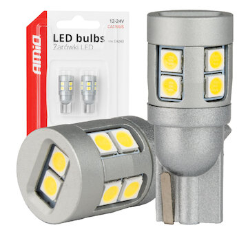 LED žárovky CANBUS T10 W5W 12 SMD 3030 White 12V 24V AMIO-04243