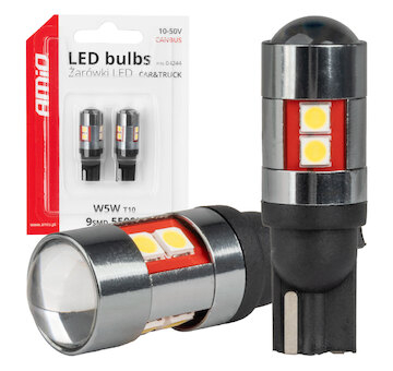 LED žárovky CANBUS T10 W5W 9 SMD 3030 White 12V 24V 36V 48V AMIO-04244