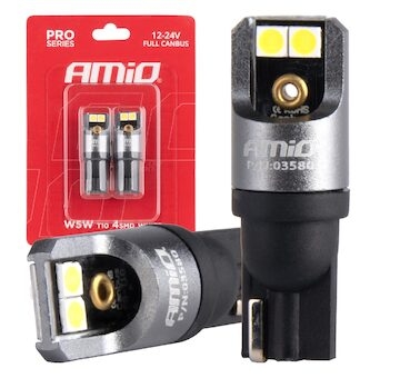 LED žárovky FULL CANBUS PRO T10 W5W 4x3030 SMD bílé 12V 24V AMIO-03580