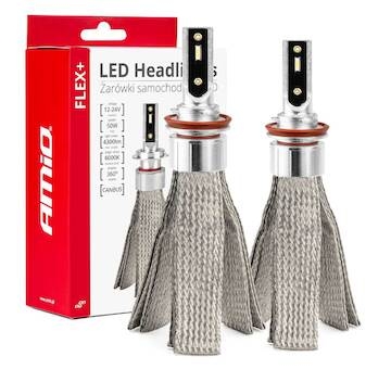 LED žárovky hlavního svícení FLEX+ H8 H9 H11 H16 canbus 6000K 12V 24V AMIO-03663