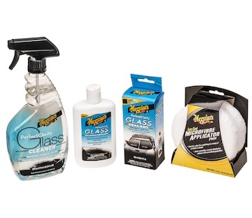 MEGUIARS Perfect Clarity Glass Care Kit - čistič, leštění, tekuté stěrače (sada) 