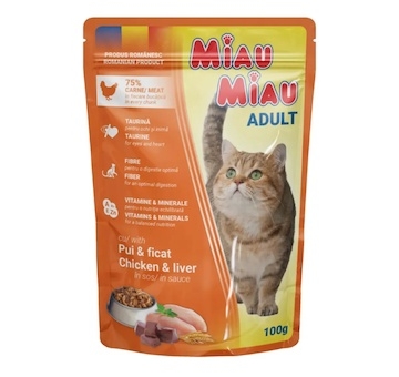 Miau Miau Cat kuřecí a játra, kapsa 100 g