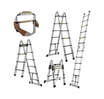 Multifunkční teleskopický žebřík 3,8m, 150kg, hliníkový GEKO