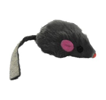 Myš s kožešinou šedá chrastící 5 cm