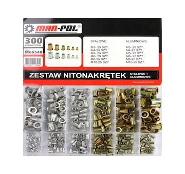 Nýtovací matice, sada 300ks, M3-M10, ocelové MAR-POL