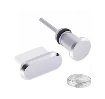 Ochranné krytky 2 ks pro porty USB-C a AUX, stříbrné