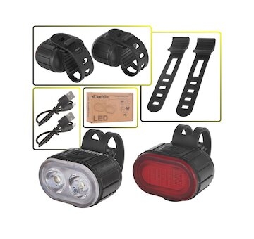 Osvětlení jízdního kola, sada přední 350mAh, zadní 230mAh KELTIN