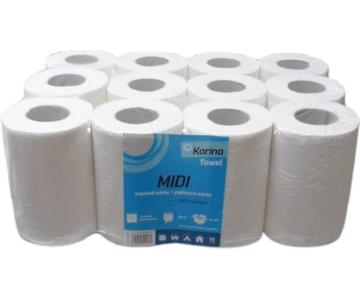 Papírové utěrky MIDI 2vr,celulóza,130x190mm 70m, vytahovací středem (12ks)
