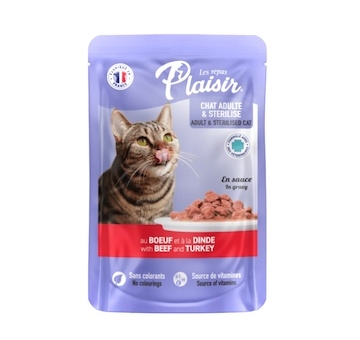 Plaisir Cat hovězí & krocaní, kapsička 100 g 