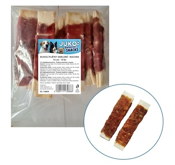 Plátky buvolí obalené kachním masem JUKO Snacks 15 cm (10 ks)