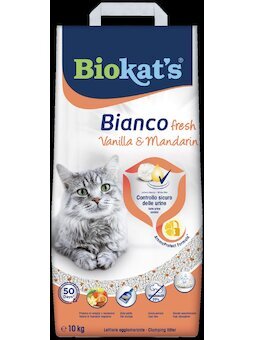 Podestýlka BIOKATS BIANCO FRESH vanilka a mandarinka 10KG