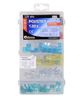 Pojistky nožové MINI sada 120ks 7,5/10/15/20/25/30Amp