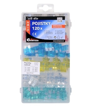 Pojistky nožové sada 120ks 7,5/10/15/20/25/30Amp