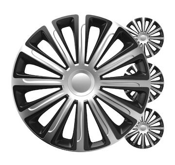 Poklice na kola 4ks sada Trend černá a stříbrná 14