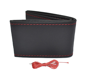 Potah volantu šněrovací, černý, červená nit 38-39 cm