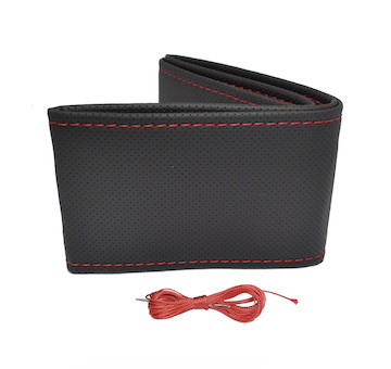 Potah volantu šněrovací, černý, perforovaný, červená nit 38-39 cm