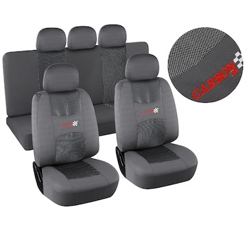 Potahy sedadel sada 9ks CARBON LIGHT šedé AIRBAG