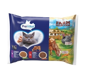 Prevital Farm Selection kočka hovězí a krůtí v omáčce se zeleninou, kapsa 85 g (4 pack)