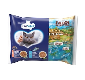 Prevital Farm Selection kočka losos a treska v omáčce, kapsa 85 g (4 pack) 