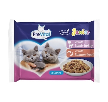 Prevital kočka Junior jehně, krůta, losos a pstruh, kapsa 100 g (4 pack) 