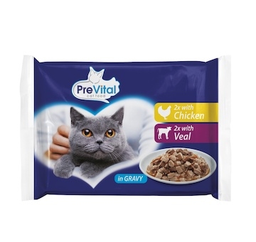 PreVital kočka kuře a telecí v omáčce, kapsa 100 g (4 pack)