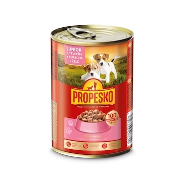 PROPESKO Dog Junior telecí, kuřecí v želé, kousky 415 g