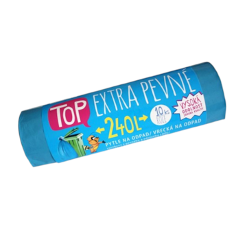 Pytle na odpad LDPE 240l, 10ks/role, extra pevné, modré