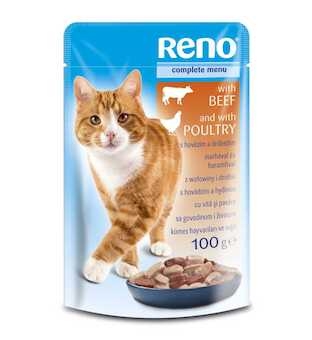 RENO Cat hovězí a drůbeží, kapsa 100 g