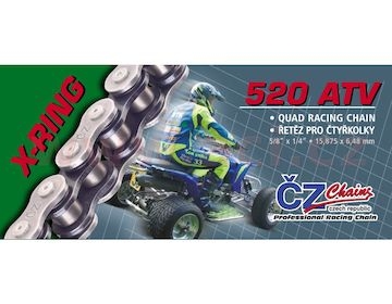 řetěz 520ATV, ČZ - ČR (barva černá, 112 článků vč. rozpojovací spojky CLIP)