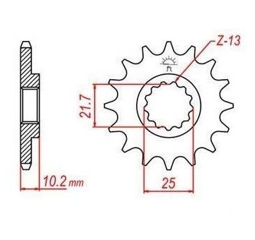 řetězové kolečko pro sekundární řetězy typu 520, JT - Anglie (13 zubů)