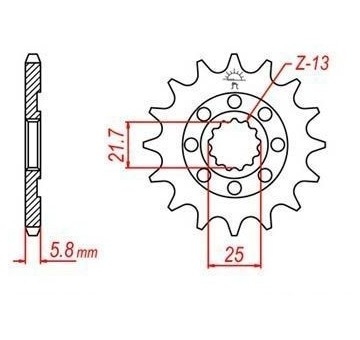 řetězové kolečko pro sekundární řetězy typu 520, JT - Anglie (13 zubů)