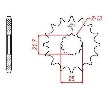 řetězové kolečko pro sekundární řetězy typu 520, JT - Anglie (14 zubů)