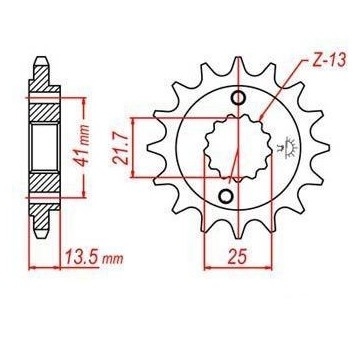 řetězové kolečko pro sekundární řetězy typu 525, JT - Anglie (15 zubů)