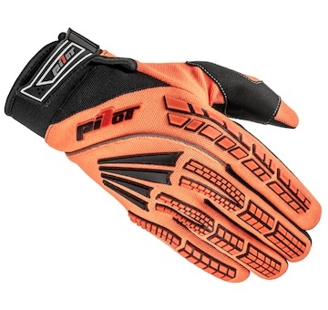 rukavice PIONEER, PILOT, dětské (oranžová fluo/černá, vel. 6)