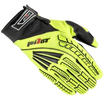 rukavice PIONEER, PILOT (žlutá fluo/černá/červená, vel. S)