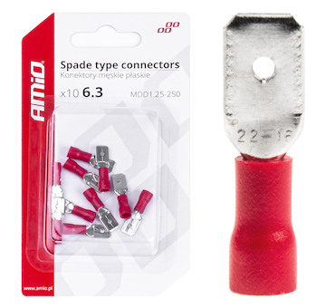 Sada elektrických konektorů 6.3mm 0.5-1.5mm2 10A 10 ks
