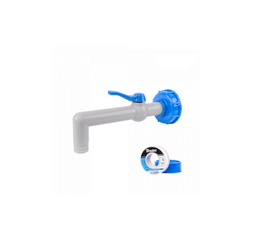 Sada pro kontejner na vodu IBC, kohoutek 90° s připojením IBCS60x6 pro hadice 1" a PTFE páskou
