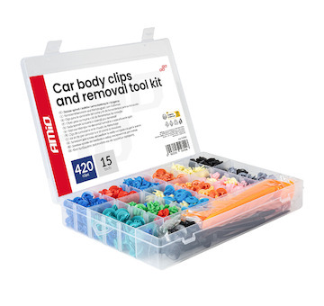 Sada sponek karoserie a nástrojů pro demontáž 420+15 ks AMIO-04744