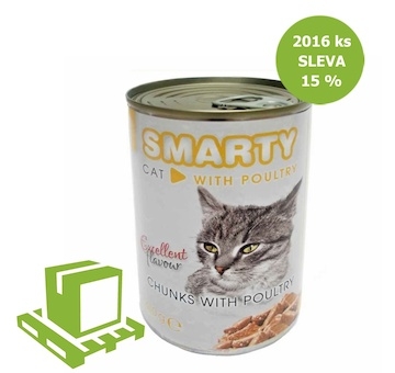 SMARTY Cat Drůbeží chunks, konzerva 410 g (paleta 2016 ks) PALETA 15 %