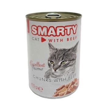 SMARTY Cat Hovězí chunks, konzerva 410 g 
