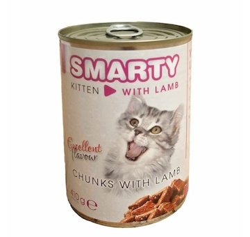 SMARTY Cat Kitten Jehněčí chunks, konzerva 410 g
